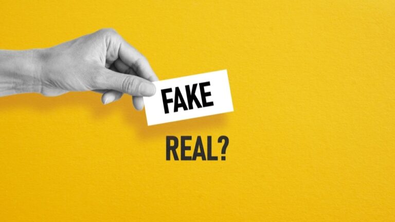 Das Bild zeigt eine Karte, auf der „Fake oder real?“ steht.